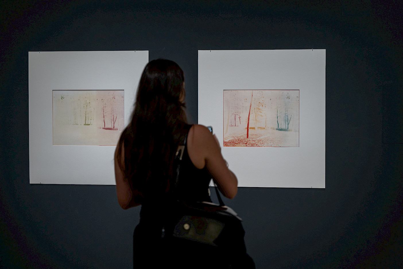 Exhibition view of two works by Mariia Andreeva